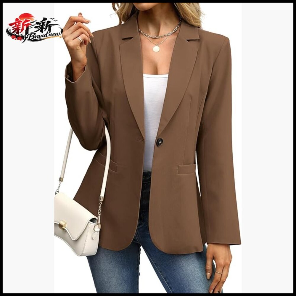 Lightweight Blazer with Pockets, Slim Fit Work Office Jacket